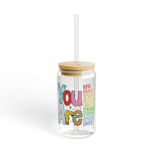 🌿 YOU ARE... 16oz Glass Sipper – Pure Hydration. Pure Identity.