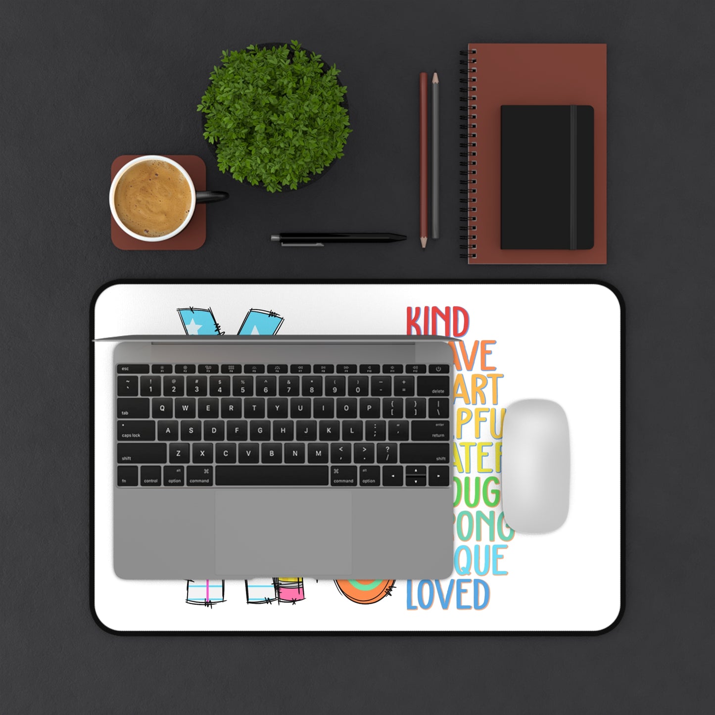 Inspirational Desk Mat - You Are Kind, Brave, Smart, Unique Gift for Office Decor, Motivational Home Office Accessory, Teacher Appreciation